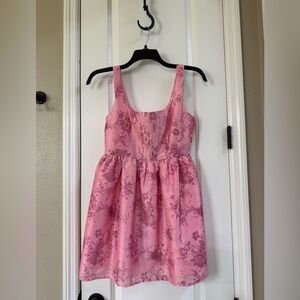 Forever 21 f21 satiny jacquard like pink satin mini dress size small s